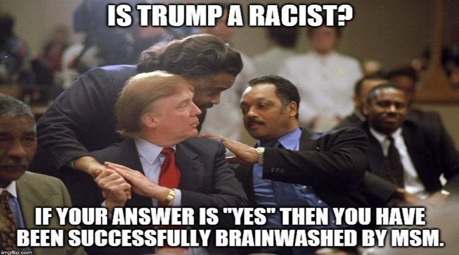 v.l.n.r.: Al Sharpton, Donald Trump, Jesse Jackson